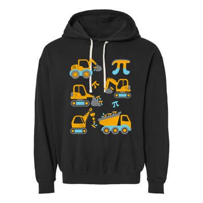 Pi Funny Pi Day 3.14 Construction Trucks Garment-Dyed Fleece Hoodie
