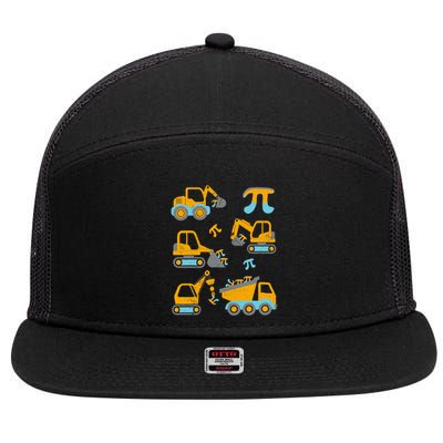 Pi Funny Pi Day 3.14 Construction Trucks 7 Panel Mesh Trucker Snapback Hat