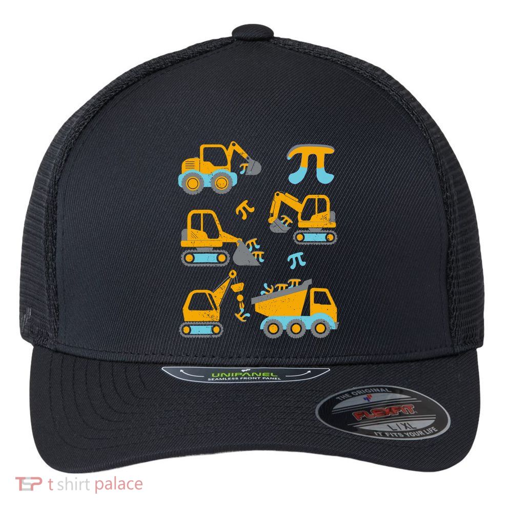 Pi Funny Pi Day 3.14 Construction Trucks Flexfit Unipanel Trucker Cap