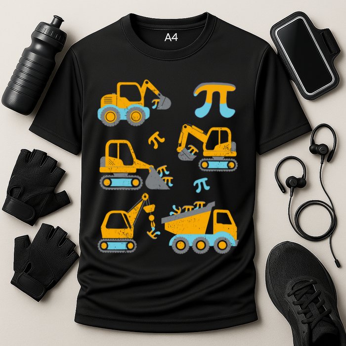 Pi Funny Pi Day 3.14 Construction Trucks Performance Shirt