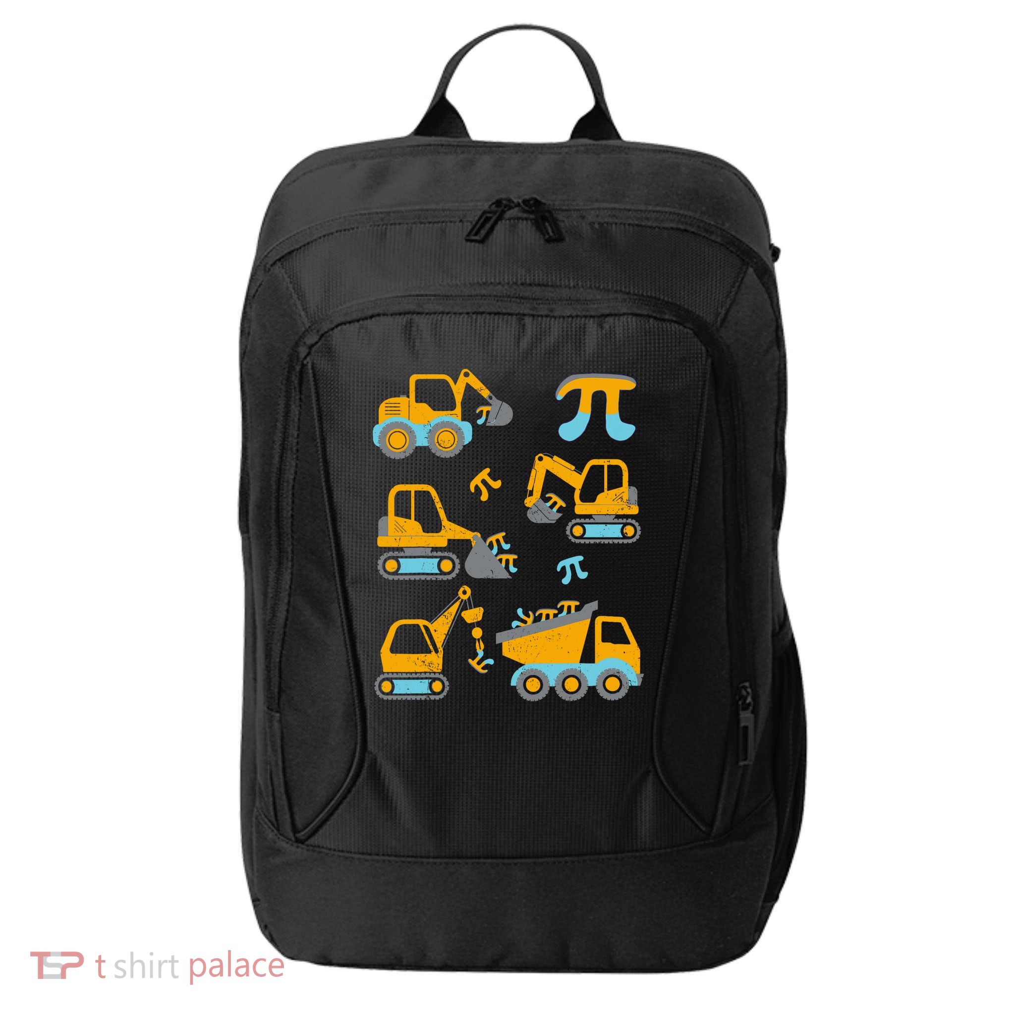 Pi Funny Pi Day 3.14 Construction Trucks City Backpack