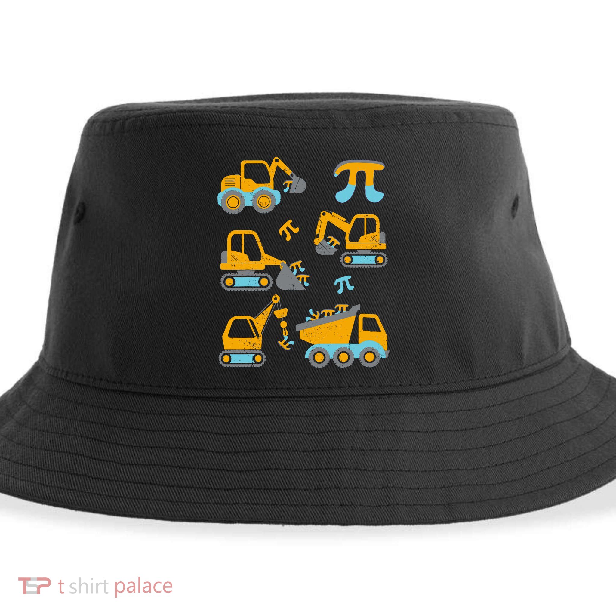 Pi Funny Pi Day 3.14 Construction Trucks Sustainable Bucket Hat