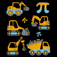 Pi Funny Pi Day 3.14 Construction Trucks Button