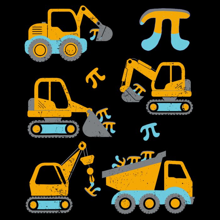 Pi Funny Pi Day 3.14 Construction Trucks Button