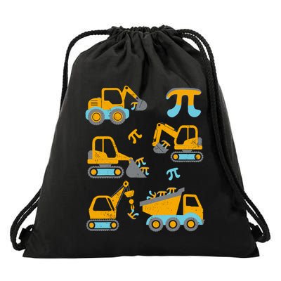 Pi Funny Pi Day 3.14 Construction Trucks Drawstring Bag
