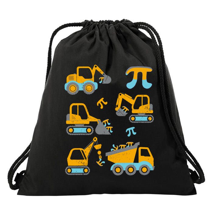 Pi Funny Pi Day 3.14 Construction Trucks Drawstring Bag