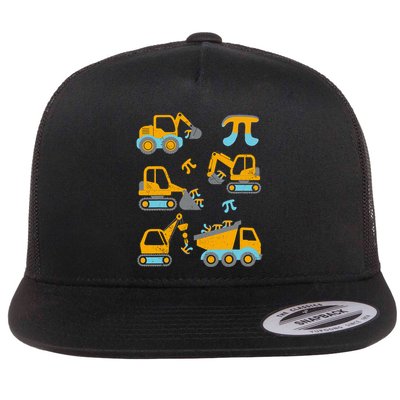 Pi Funny Pi Day 3.14 Construction Trucks Flatbill Hat