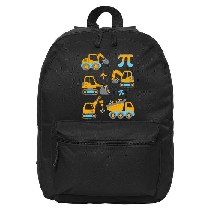 Pi Funny Pi Day 3.14 Construction Trucks 16 in Basic Backpack