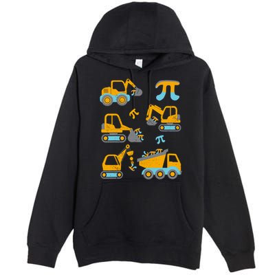 Pi Funny Pi Day 3.14 Construction Trucks Premium Pullover Hoodie