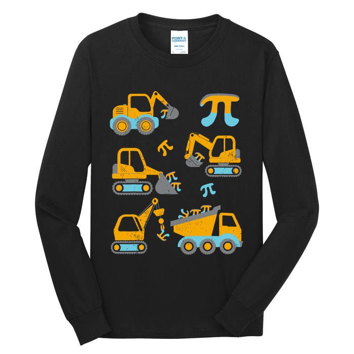 Pi Funny Pi Day 3.14 Construction Trucks Tall Long Sleeve T-Shirt