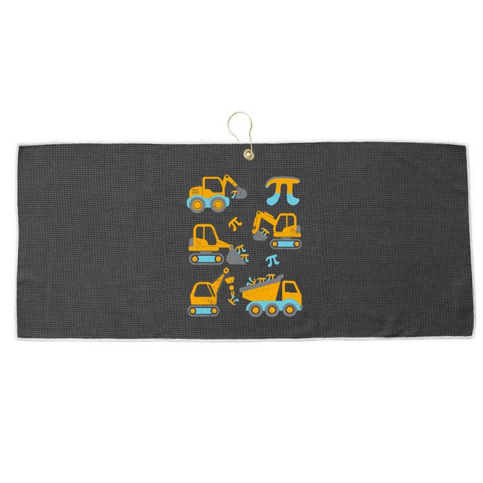 Pi Funny Pi Day 3.14 Construction Trucks Large Microfiber Waffle Golf Towel
