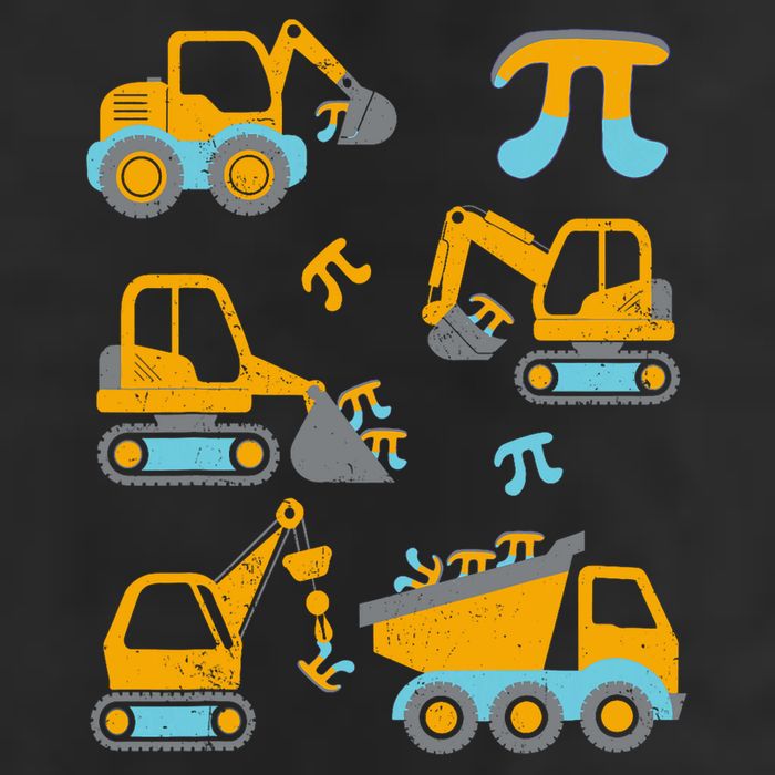Pi Funny Pi Day 3.14 Construction Trucks Large Microfiber Waffle Golf Towel