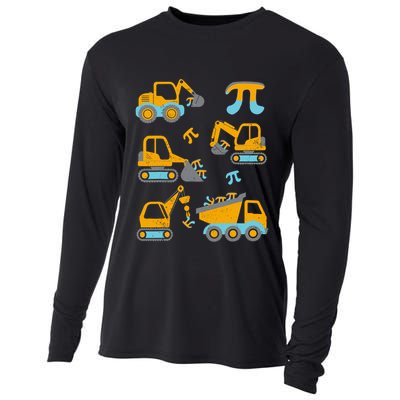 Pi Funny Pi Day 3.14 Construction Trucks Cooling Performance Long Sleeve Crew
