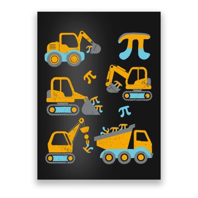 Pi Funny Pi Day 3.14 Construction Trucks Poster