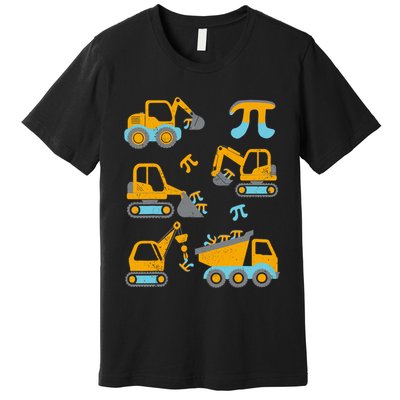 Pi Funny Pi Day 3.14 Construction Trucks Premium T-Shirt