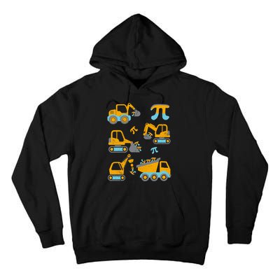 Pi Funny Pi Day 3.14 Construction Trucks Tall Hoodie