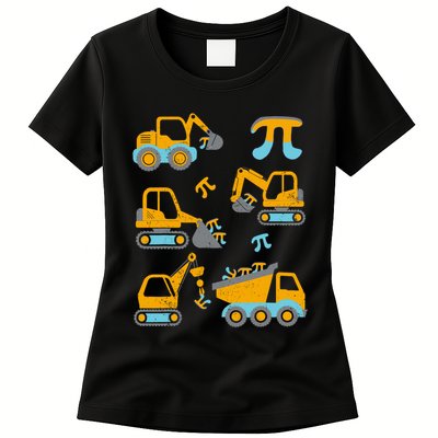 Pi Funny Pi Day 3.14 Construction Trucks Womens T-Shirt
