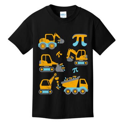 Pi Funny Pi Day 3.14 Construction Trucks Kids T-Shirt