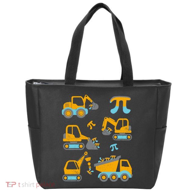Pi Funny Pi Day 3.14 Construction Trucks Zip Tote Bag