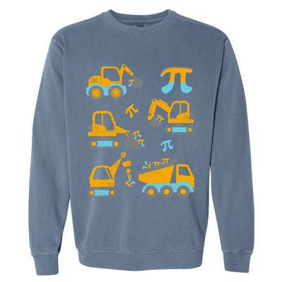 Pi Funny Pi Day 3.14 Construction Trucks Garment-Dyed Sweatshirt