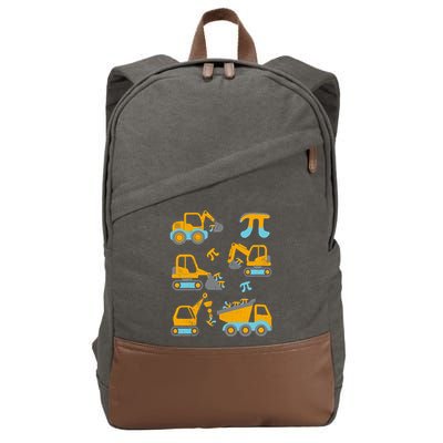 Pi Funny Pi Day 3.14 Construction Trucks Cotton Canvas Backpack