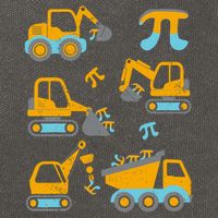 Pi Funny Pi Day 3.14 Construction Trucks Cotton Canvas Backpack