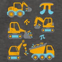 Pi Funny Pi Day 3.14 Construction Trucks Vector Backpack