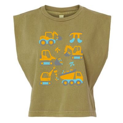 Pi Funny Pi Day 3.14 Construction Trucks Garment-Dyed Women's Muscle Tee