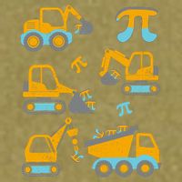 Pi Funny Pi Day 3.14 Construction Trucks Garment-Dyed Women's Muscle Tee
