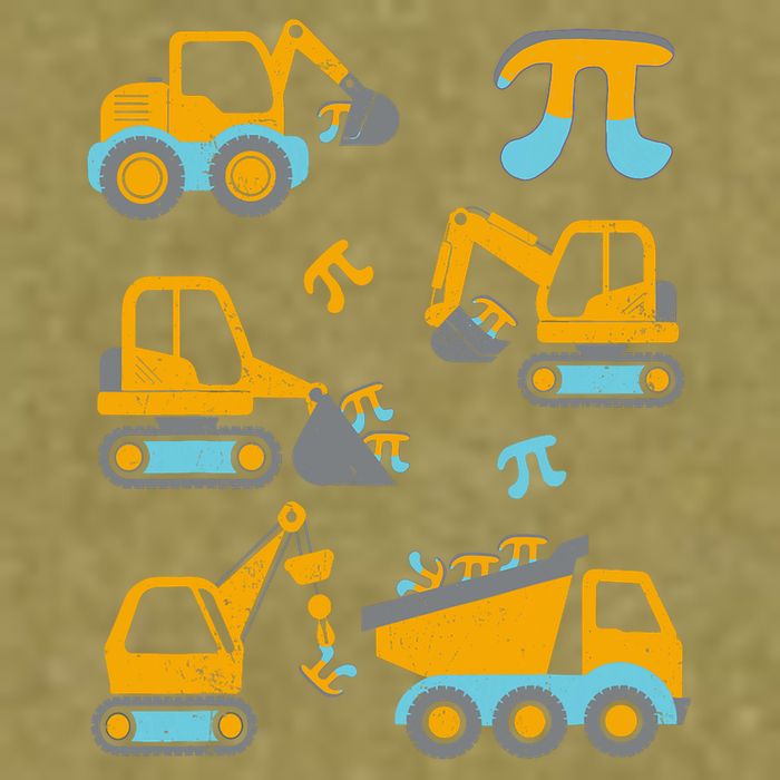 Pi Funny Pi Day 3.14 Construction Trucks Garment-Dyed Women's Muscle Tee