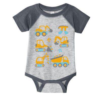 Pi Funny Pi Day 3.14 Construction Trucks Infant Baby Jersey Bodysuit