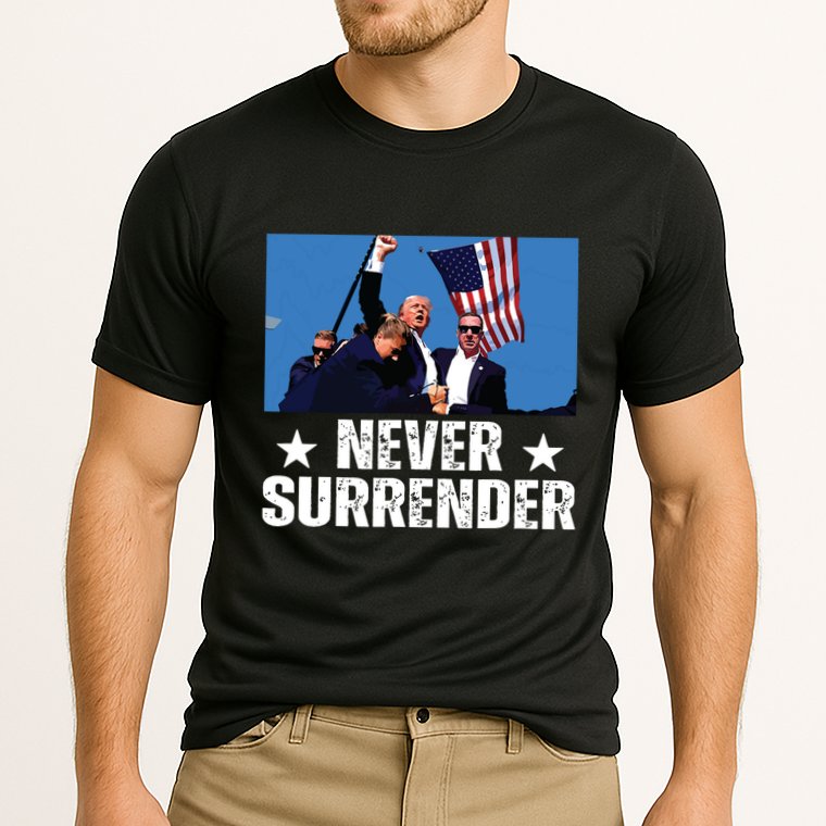 Pray For President Trump Never Surrender God Bless Trump Cooling Performance Crew T-Shirt