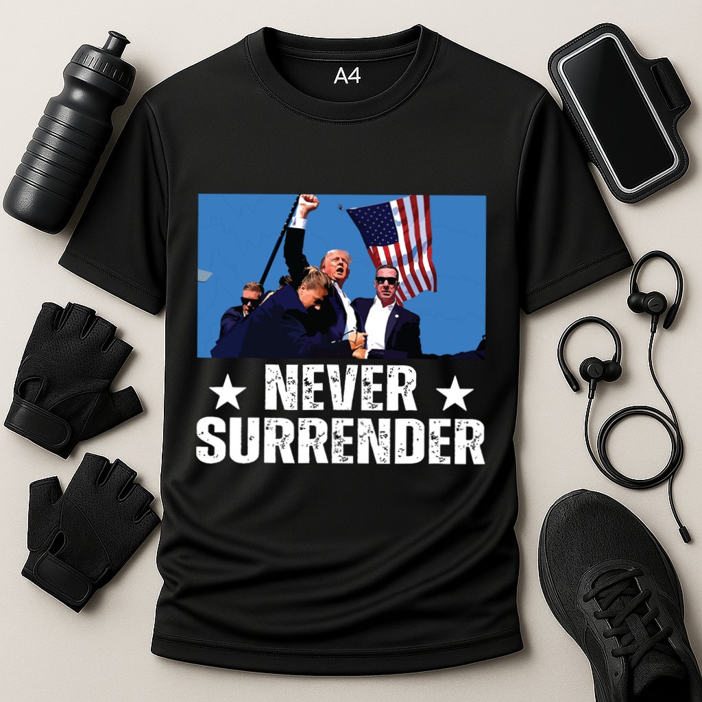 Pray For President Trump Never Surrender God Bless Trump Cooling Performance Crew T-Shirt
