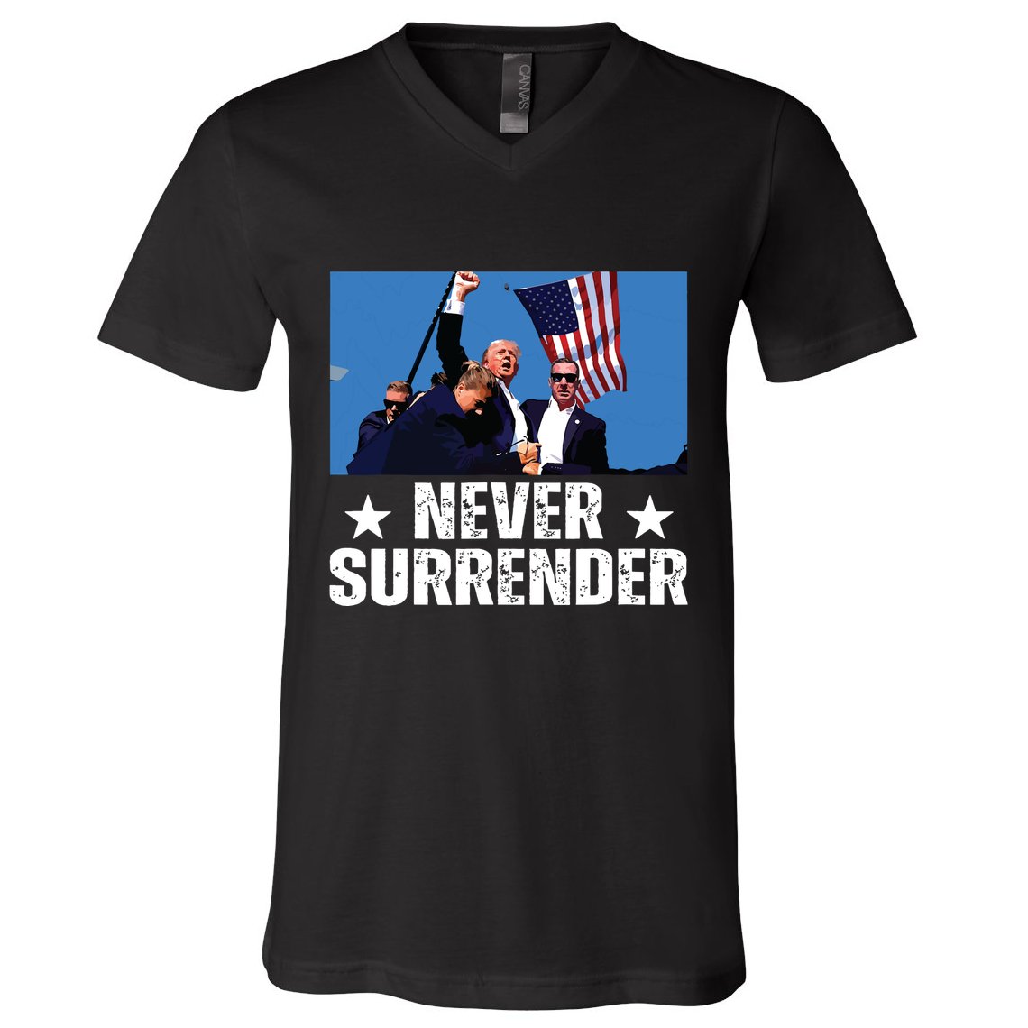 Pray For President Trump Never Surrender God Bless Trump V-Neck T-Shirt