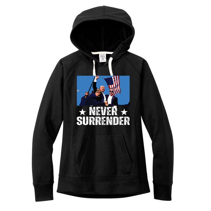 Pray For President Trump Never Surrender God Bless Trump Women's Fleece Hoodie