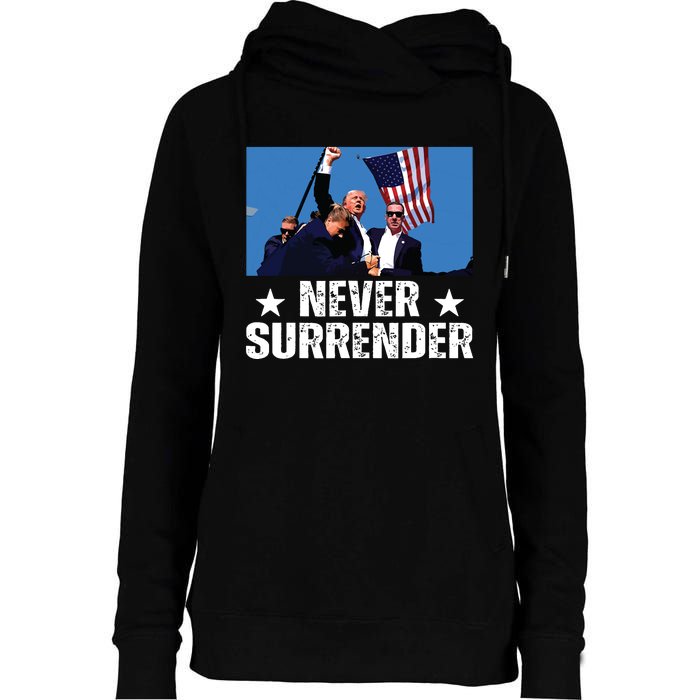 Pray For President Trump Never Surrender God Bless Trump Womens Funnel Neck Pullover Hood