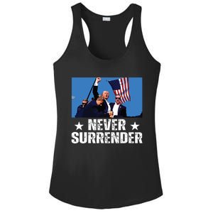 Pray For President Trump Never Surrender God Bless Trump Ladies PosiCharge Competitor Racerback Tank