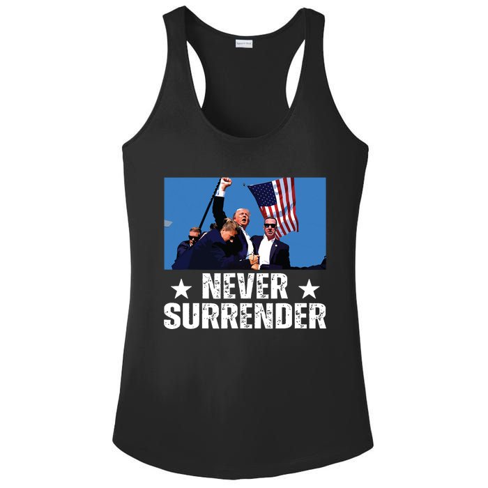 Pray For President Trump Never Surrender God Bless Trump Ladies PosiCharge Competitor Racerback Tank