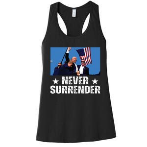 Pray For President Trump Never Surrender God Bless Trump Women's Racerback Tank