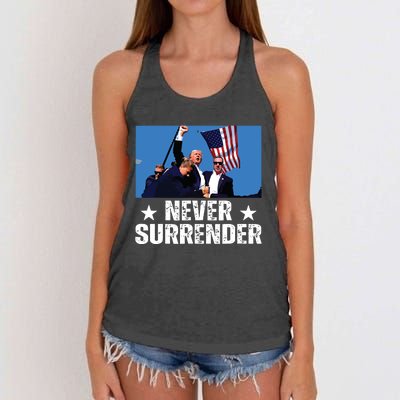 Pray For President Trump Never Surrender God Bless Trump Women's Knotted Racerback Tank