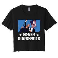 Pray For President Trump Never Surrender God Bless Trump Women's Crop Top Tee