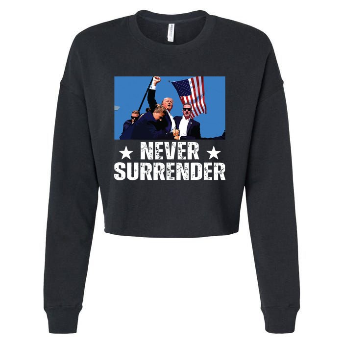 Pray For President Trump Never Surrender God Bless Trump Cropped Pullover Crew