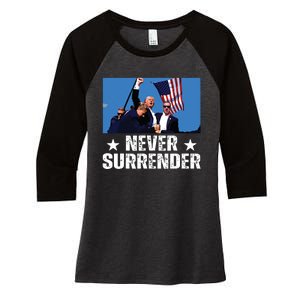 Pray For President Trump Never Surrender God Bless Trump Women's Tri-Blend 3/4-Sleeve Raglan Shirt