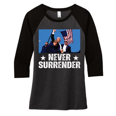 Pray For President Trump Never Surrender God Bless Trump Women's Tri-Blend 3/4-Sleeve Raglan Shirt