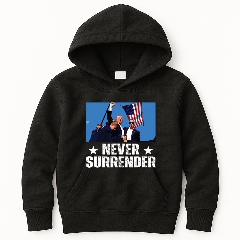 Pray For President Trump Never Surrender God Bless Trump Kids Hoodie