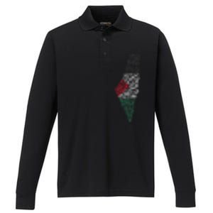 Palestine Free Palestine in Arabic Free Gaza Palestine Flag Performance Long Sleeve Polo