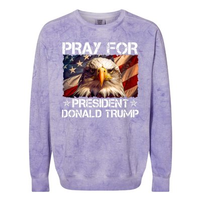 Pray For President Donald Trump American Flag Eagle Colorblast Crewneck Sweatshirt