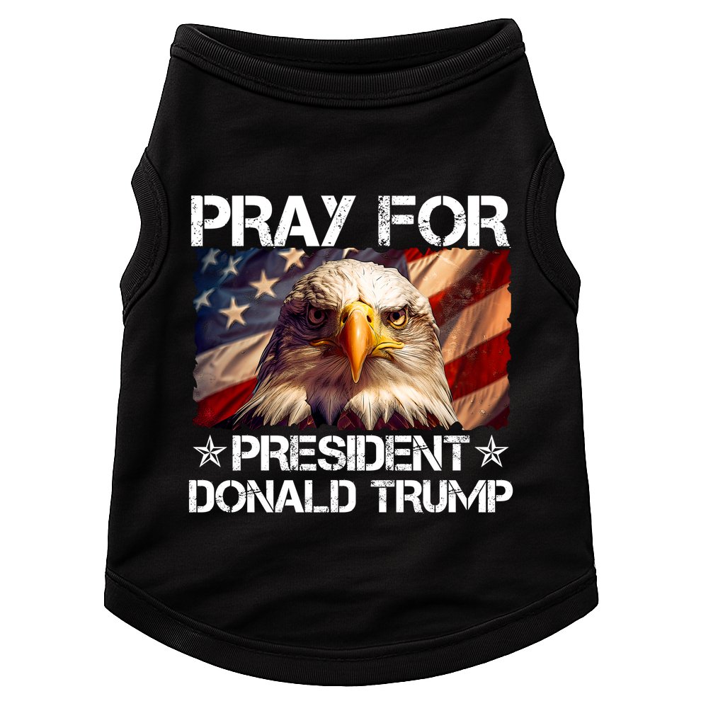 Pray For President Donald Trump American Flag Eagle Doggie Tank