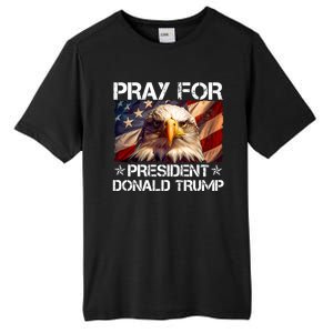 Pray For President Donald Trump American Flag Eagle Tall Fusion ChromaSoft Performance T-Shirt