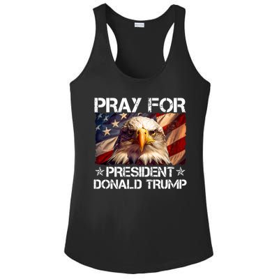 Pray For President Donald Trump American Flag Eagle Ladies PosiCharge Competitor Racerback Tank